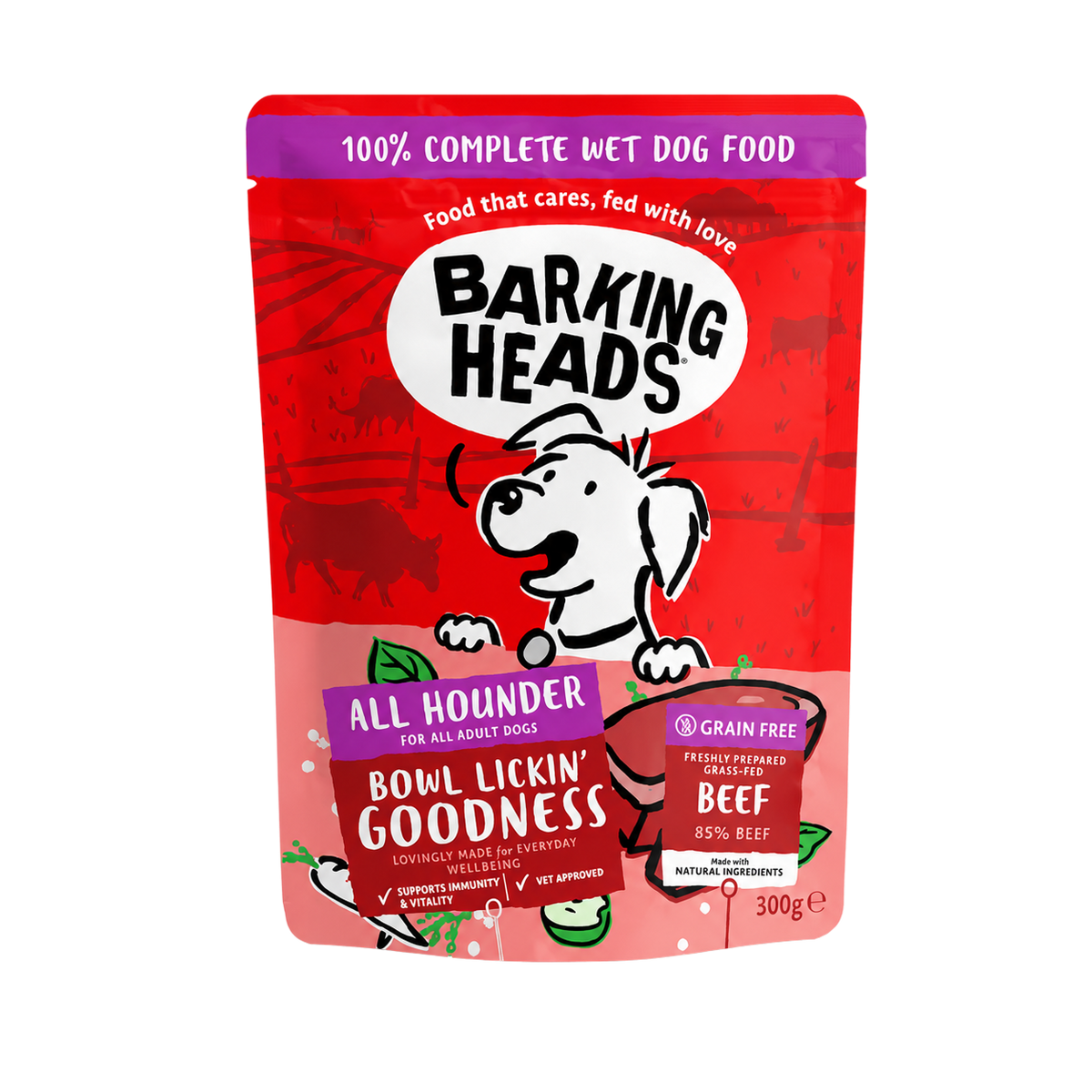 Barking Heads Bowl Lickin' Goodness Beef Wet Dog Food - All Hounder 300g