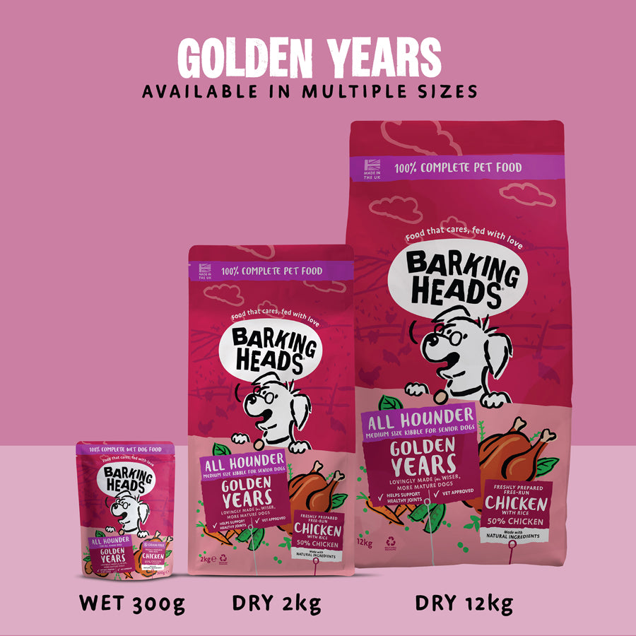 Barking Heads Golden Years Chicken Dry Dog Food - All Hounder 2kg