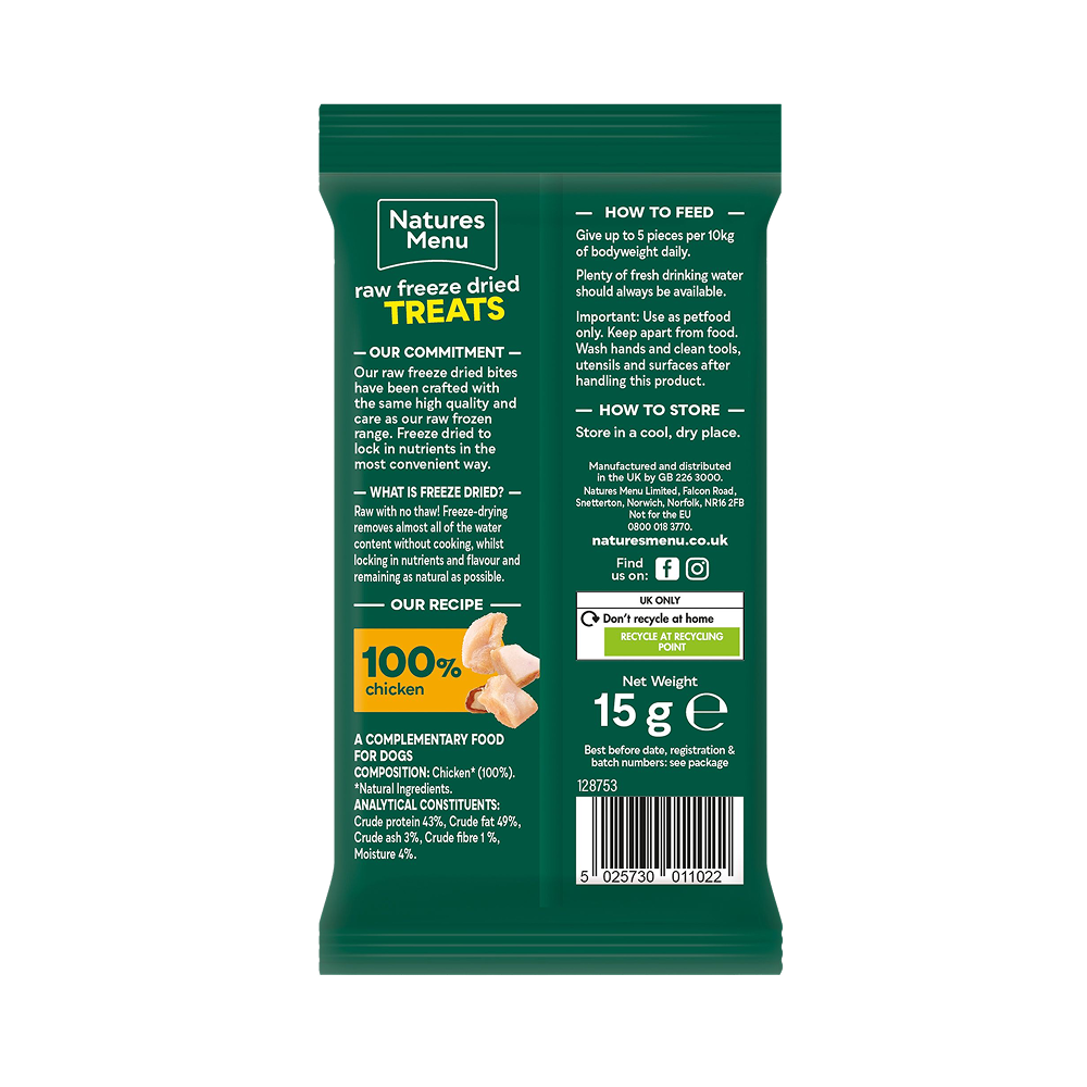 Natures Menu Freeze Dried Chicken Bites 15g