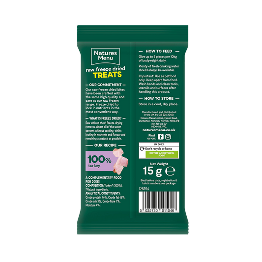Natures Menu Freeze Dried Turkey Bites 15g