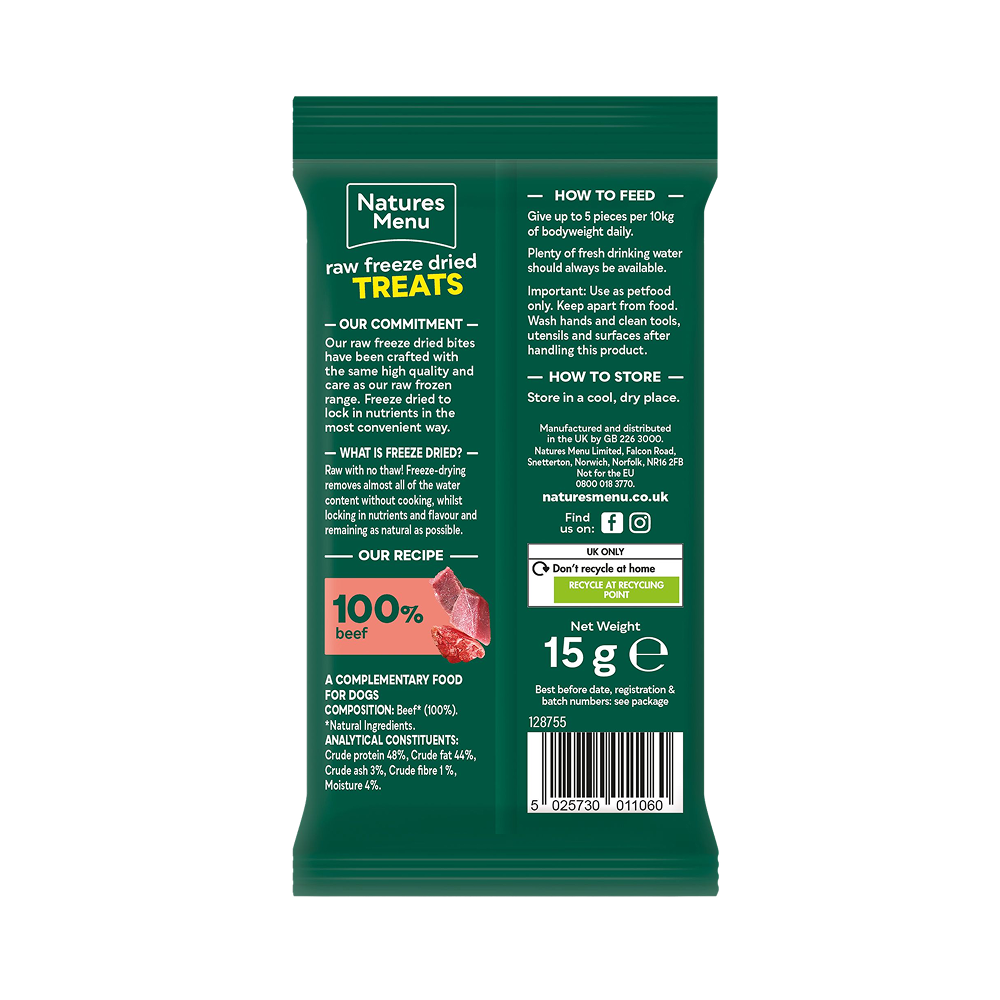 Natures Menu Freeze Dried Beef Bites 15g