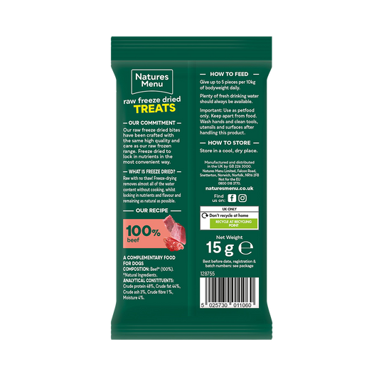 Natures Menu Freeze Dried Beef Bites 15g