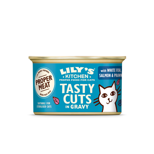 Lily's Kitchen Tasty Cuts White Fish, Salmon & Prawn Cat Food 85g