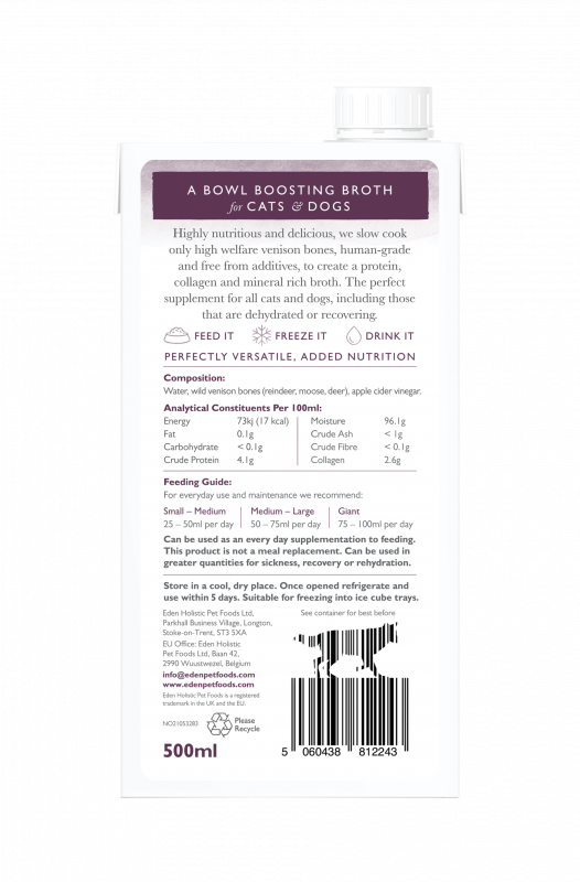 Eden Wild Venison Bone Broth for Cats & Dogs 500ml