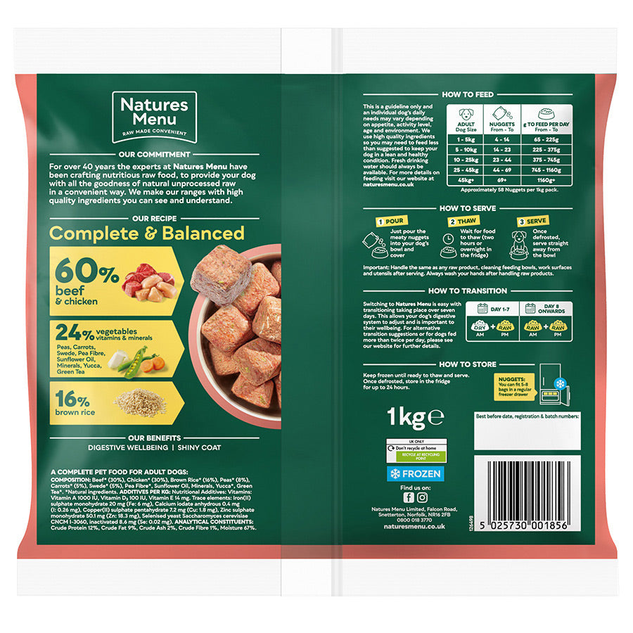 Natures Menu 60/40 Beef & Chicken Nuggets 1kg