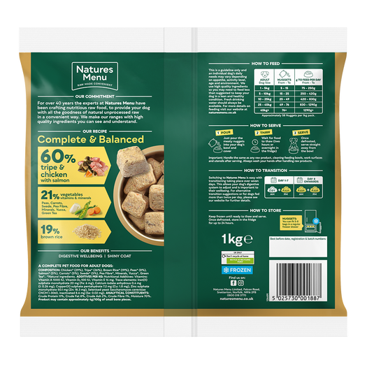 Natures Menu 60/40 Tripe & Chicken Nuggets 1kg